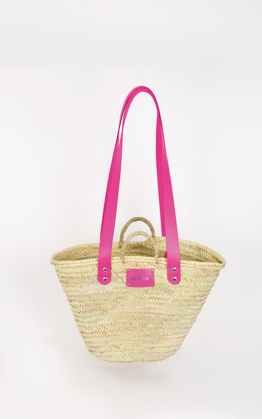 THESEE basket - Size L - Wide pink handles